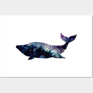 Watercolor Colorful Galaxy and Whale Posters and Art